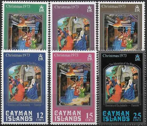 1973 Cayman Islands Christmas 6v. MNH SG n. 329/334