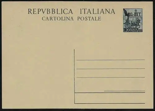 1952 Trieste A postcard Lire 20 mint no. C16 Filagrano