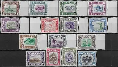 1939 North Borneo George VI 15v. MNH SG n. 303/17