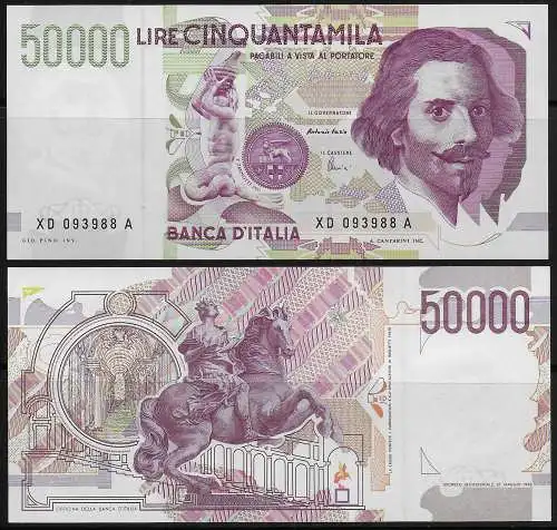 1997 Lire 50.000 Bernini 2nd type FDS Rif. BI 81Da Gigante