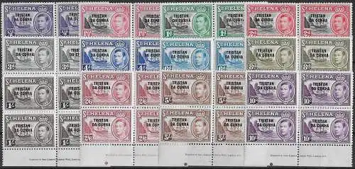 1952 Tristan da Cunha George VI 12v. block 4 MNH SG n. 1/12