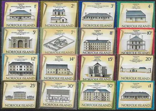 1973 Norfolk Island historic buildings 16v. MNH SG n. 133/48