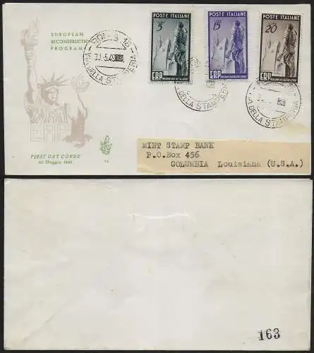 1949 Italia ERP cancelled on Venetia FDC