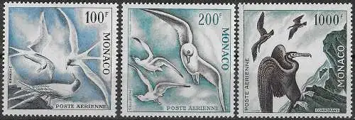 1957 Monaco airmail seabirds 4v. MNH Unificato n. 66/68