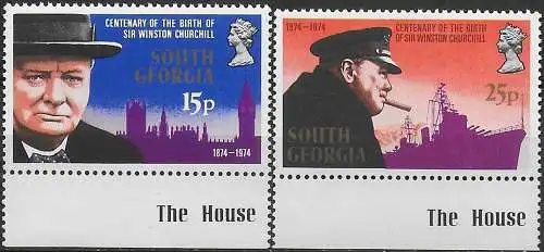 1974 South Georgia Winston Churchill 2v. MNH S.G. n. 40/41