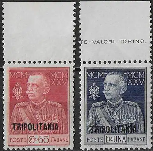 1925 Tripolitania Giubileo 2v. bfc. MNH Sassone n. 23/24