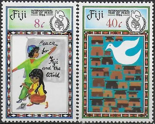 1986 Fiji international year of peace 2v. MNH S.G. n. 736/37