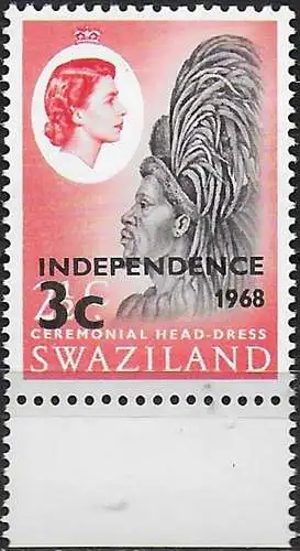 1968 Swaziland Independence Head-dress 3c. on 2½c. Wmk inv. MNH SG n. 146w