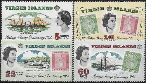 1966 British Virgin Islands stamp centenary 4v. MNH SG. n. 203/206