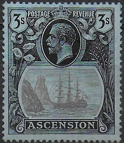 1924 Ascension 3s. torn flag 1v. MH SG n. 20b