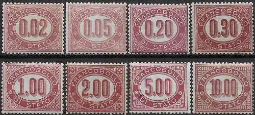 1875 Italia Service 8v. I MNH Sassone n. 1/8