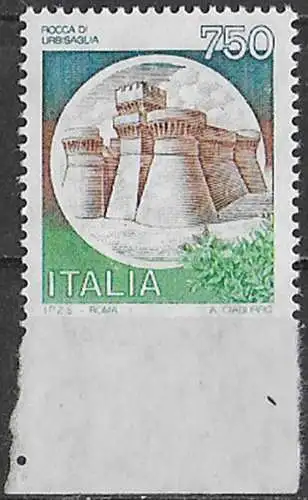 1990 Italia Rocca of Urbisaglia unperf. at bottom MNH Sassone n. 1524A variety