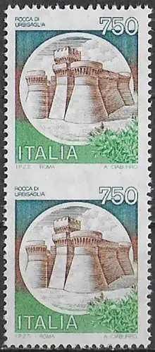 1990 Italia Rocca of Urbisaglia unperf. pair in the middle MNH Sassone n. 1524A variety