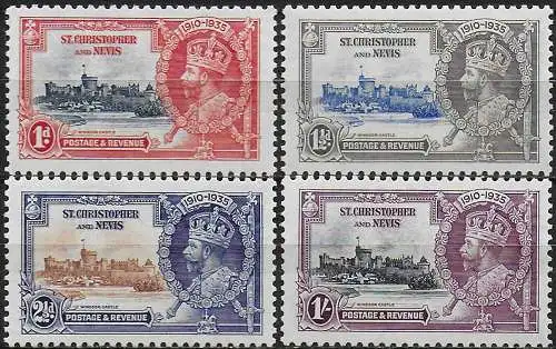 1935 St Kitts Nevis Silver Jubilee 4v. MNH SG n. 61/64