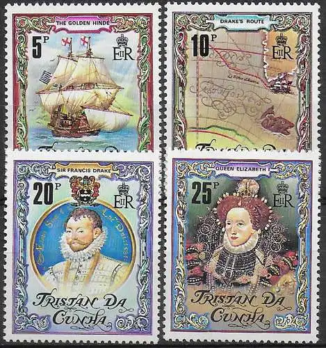 1980 Tristan da Cunha Sir Drake's circumnavigation 4v. MNH SG. n. 283/86