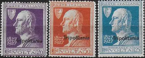 1927 Tripolitania Volta 3v. MNH Sassone n. 43/45