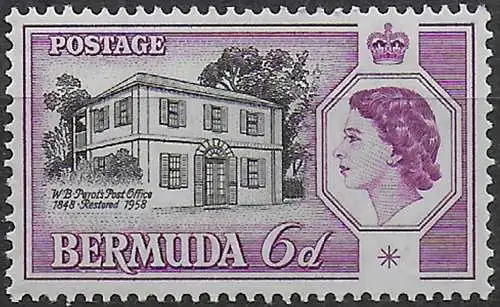 1959 Bermuda Perot's Post Office 1v. MNH SG n. 156