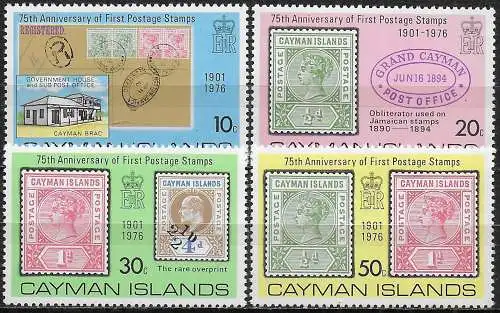 1975 Cayman Islands anniversary of first stamps 4v. MNH SG. n. 339/402