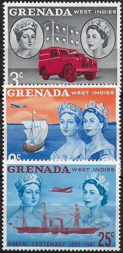 1961 Grenada postal centenary 3v. MNH SG. n. 208/10