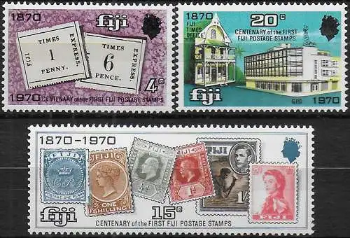 1970 Fiji first postage stamps 3v. MNH SG. n. 432/34