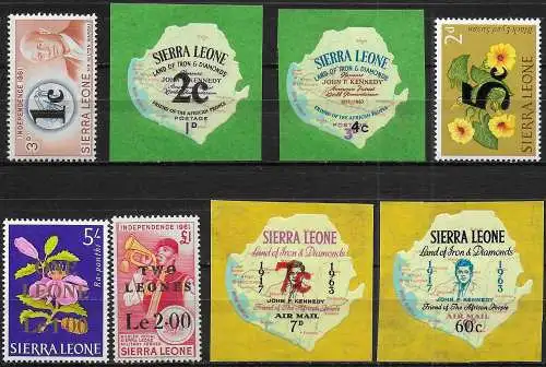 1964-66 Sierra Leone new currency 2nd issue 8v. MNH SG n. 328/35