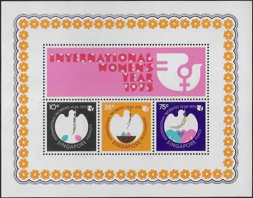 1975 Singapore Women's Year MS MNH SG n. 267