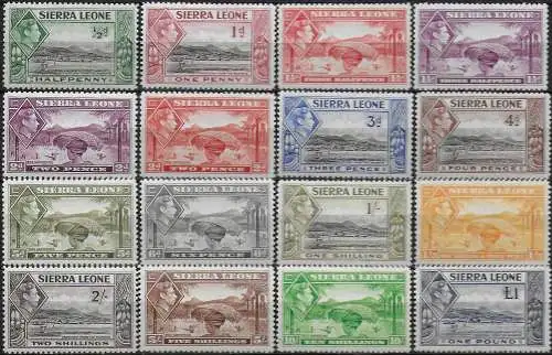 1938-44 Sierra Leone George VI 16v MNH SG n. 188/200