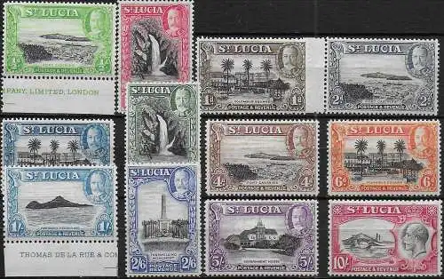 1936 St Lucia George V 12v. MNH SG n. 113/24