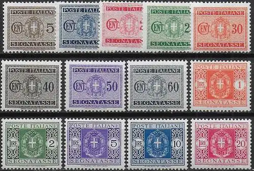 1934 Italia postage due stamps 13v. MNH Sassone n. 34/46