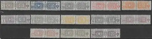 1914-22 Italia parcel post node of Savoy 13v. MNH Sassone n. 7/19