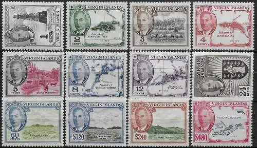 1952 British Virgin Islands George VI 12v. MNH SG n. 136/47