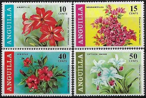 1969 Anguilla Caribbean flowers 4v. MNH SG n. 55/58