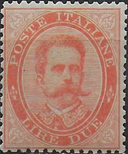 1879 Italia Umberto I Lire 2 dark vermilion MNH Sassone n. 43b