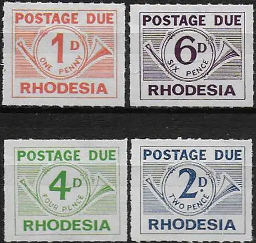 1965 Rhodesia postage due stamps 4v. MNH SG n. D8/D11