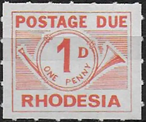 1965 Rhodesia postage due stamps 1d. roul 9 MNH SG n. D8a