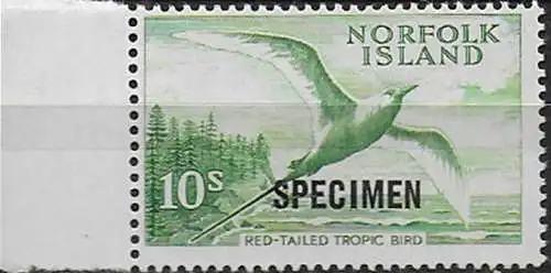 1961 Norfolk Island Red-tailer Tropicbird SPECIMEN MNH SG n. 36s