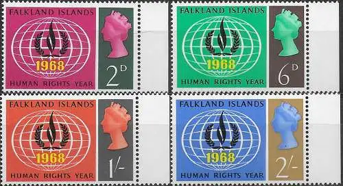 1968 Falkland Islands Human rights 4v. MNH SG n. 228/31