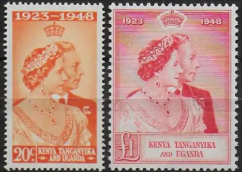 1948 Kenya Uganda Tanganyika Royal Silver Wedding 2v. MNH SG n. 157/58