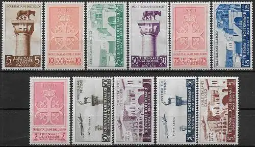 1940 Egeo 1st Overseas Triennial Exhibition 11v. MNH Sassone n. 111/17+A