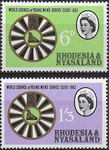 1963 Rhodesia e Nyasaland Young Men's Service Clubs 2v. MNH SG n. 48/49