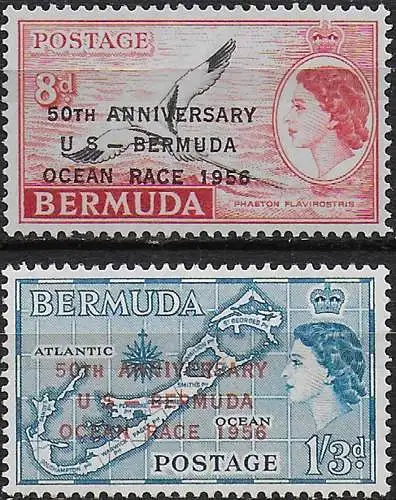 1956 Bermuda Yacht Race 2v. MNH SG n. 154/55