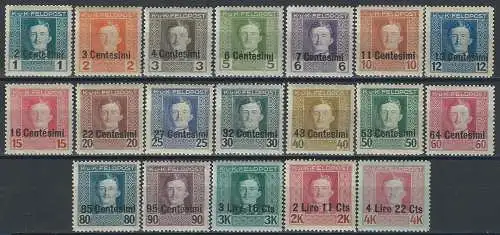 1918 Friuli Austrian occupation 19v. MNH Sassone n. 1/19