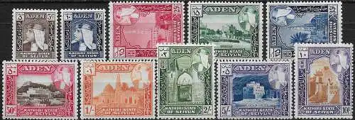 1954 Aden Kathiri State of Seiyun 10v. MNH SG n. 29/38