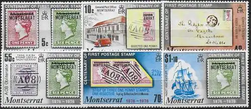 1976 Montserrat first postage stamp 6. MNH SG. n. 356/61