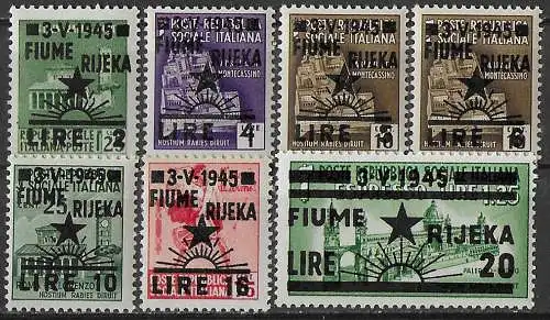 1945 Fiume Yugoslavian occupation 7v. MNH Sassone n. 14/20