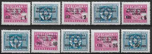 1947 Litorale Sloveno J.M.A. 10v. MNH Sassone n. 67/76