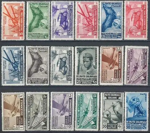 1933 Emissioni Generali X Marcia su Roma 18v. MNH Sassone n. 32/41+A