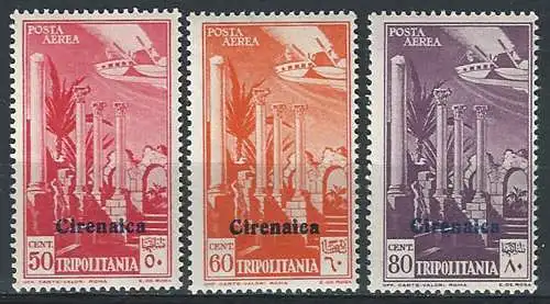 1932 Cirenaica aerea Leptis Magna 3v. MNH Sassone n. 1/3