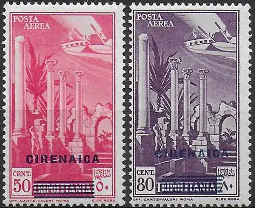 1932 Cirenaica airmail Leptis Magna 2v. MNH Sassone n. 4/5