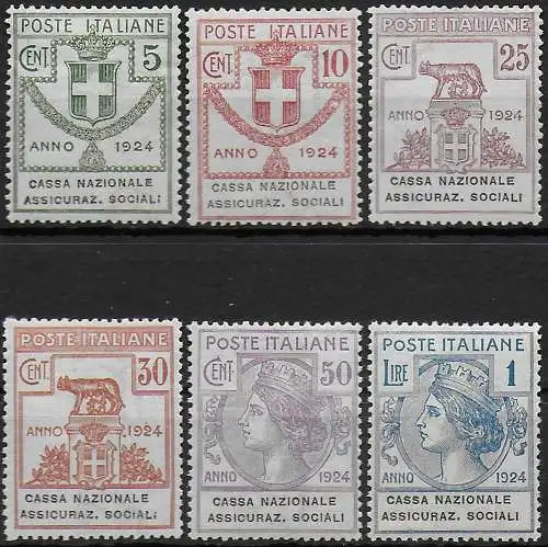 1924 Italia Parastatali Assicurazioni Sociali 6v. bc MNH Sassone n. 24/29